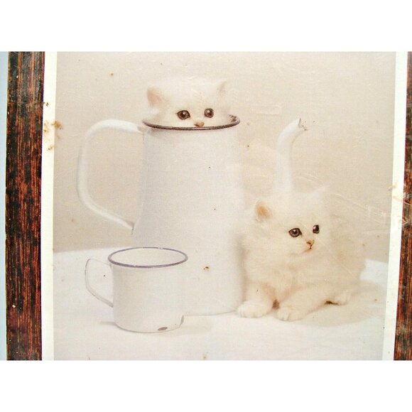 Vintage Kittens and Coffee Picture Wall Hanging 9x12" Sealed Never Used Cat Deco - Picture 2 of 11